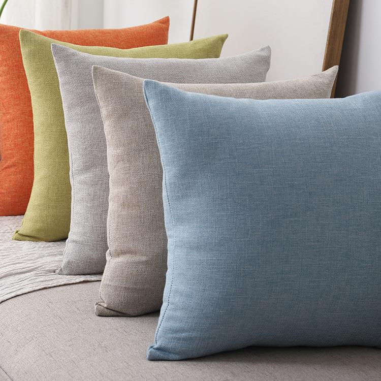 Fujikawa Island simple cotton and linen throw pillows, thick cushions, home sofa cushions, back for living room, car waist for office