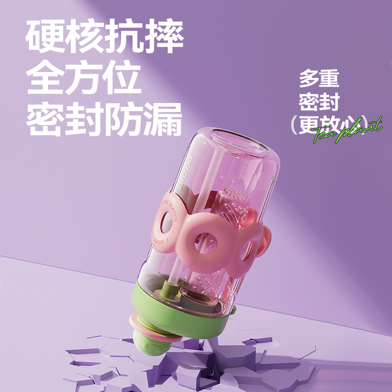 儿童杯子/杯子/水杯儿童夏季可爱/吸管杯/水杯学生夏季户外产品图