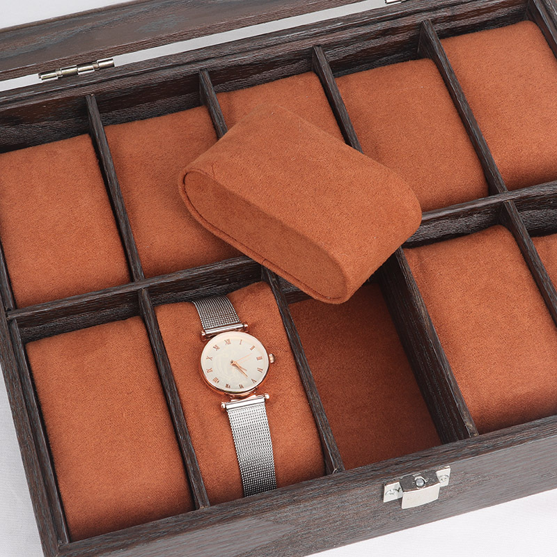 Custom Rectangular Gift Box Watch Classical Jewelry Square Brown Jewelry Wooden 6-Bit 10-Bit 12-Bit Watch Case details Picture