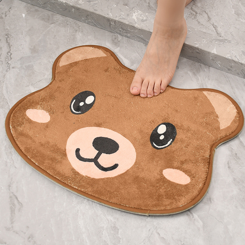 Japanese new animal shape imitation cashmere cartoon mat home bathroom bathroom door absorbent non-slip foot mat Specification drawing
