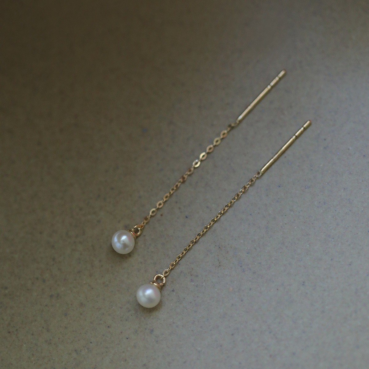 S925 Silver plated with 14K gold - Minimalist and gentle - beaded pearls - Exquisite ear thread earrings - Simple and everyday - romantic Item Picture