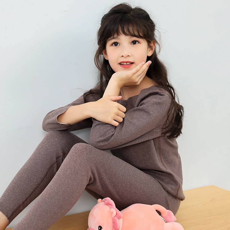 Autumn and winter children's thermal underwear set, AB side brushed seamless parent-child set, round-neck base layer shirt, slimming long Johns and long pants Application Scenario