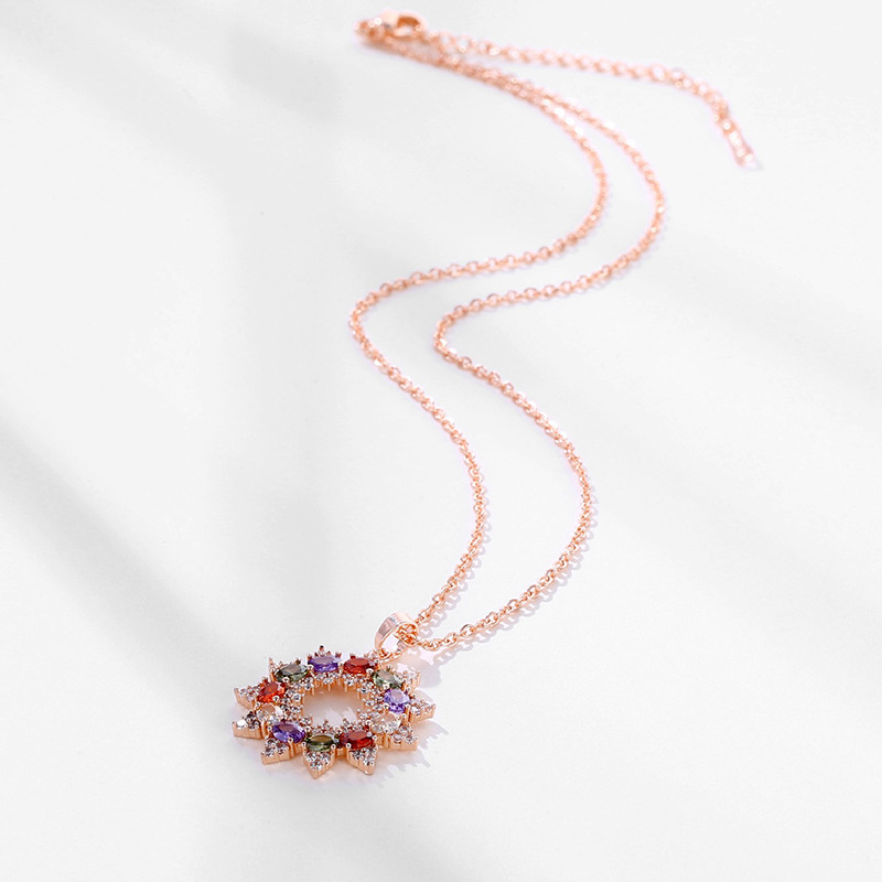 Kas Shi Accessories: Direct sales from the manufacturer of European and American fashionable, super shiny colored zircon necklaces and women's luxurious floral pendants details Picture