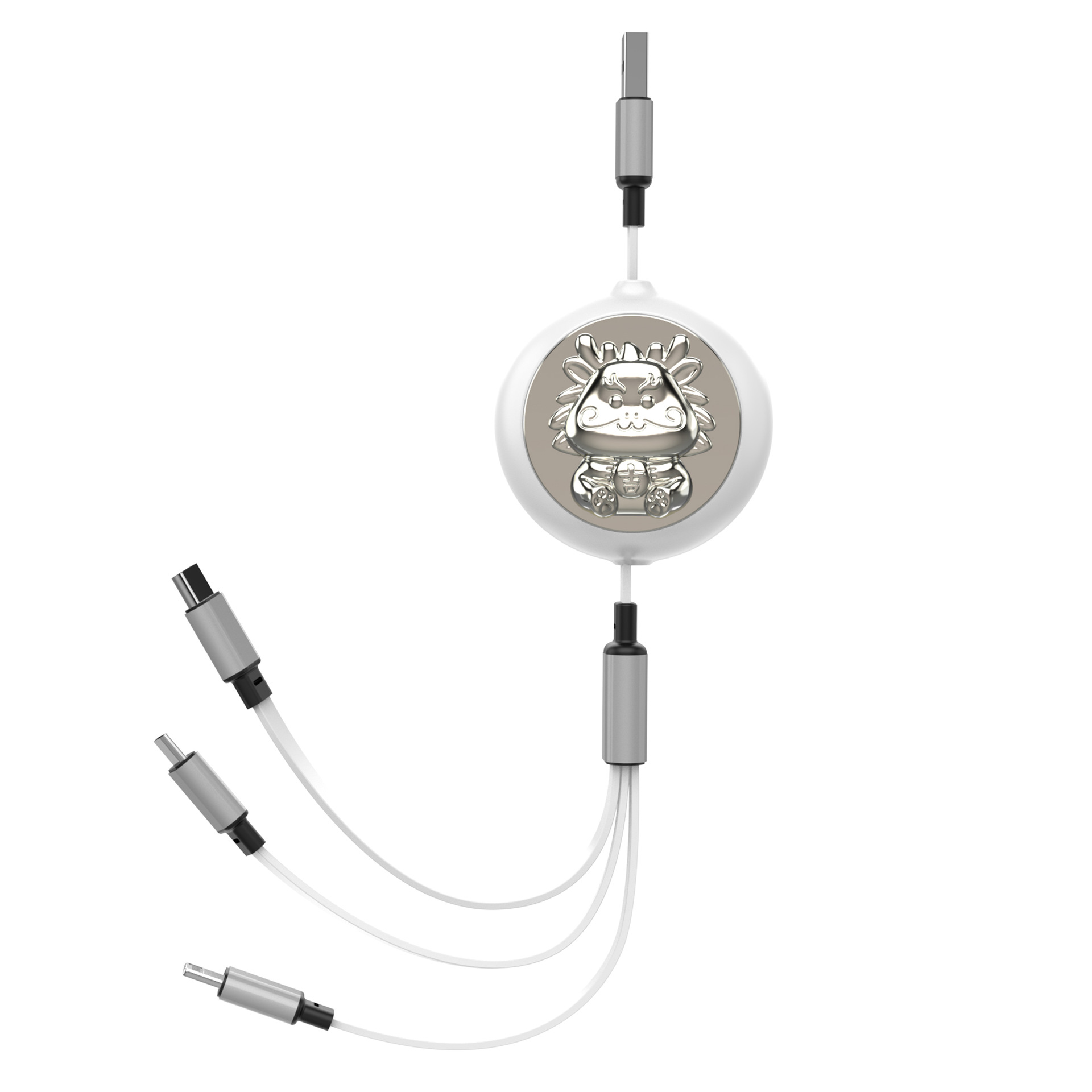 New Year Of The Dragon Telescopic Data Cable A Tow Three Charging Line Logo Fast Charging Car Three-Head Three-In-One Charging Line Gift Custom Logo Two-Dimensional Code New Year Goods Item Picture