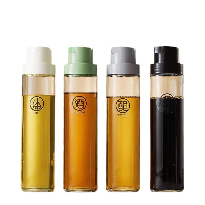 Kitchen glass oil bottle, automatic opening and closing without oil sticking, oil bottle, sauce bottle, soy sauce and vinegar seasoning bottle, household sesame oil bottle Item Picture