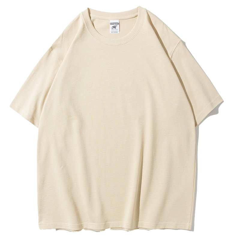280g heavy solid color T-shirt customized shoulder cotton men loose fashion brand short sleeve advertising shirt printing logo Item Picture
