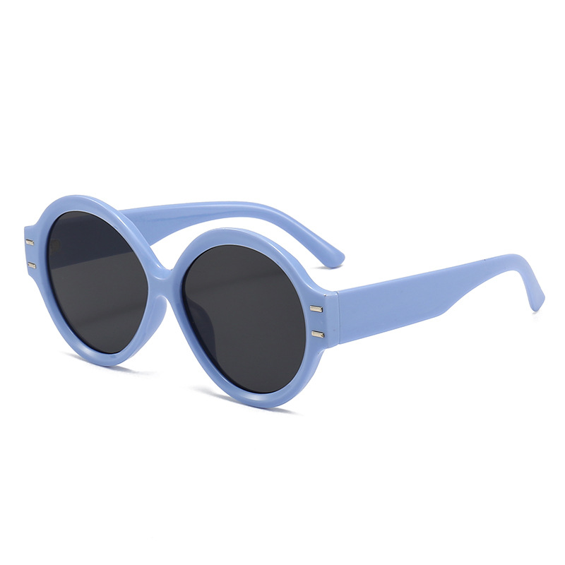 New round custom-made sunglasses, European and American fashion outfits, sunshade and sun protection, jelly-colored glasses Item Picture
