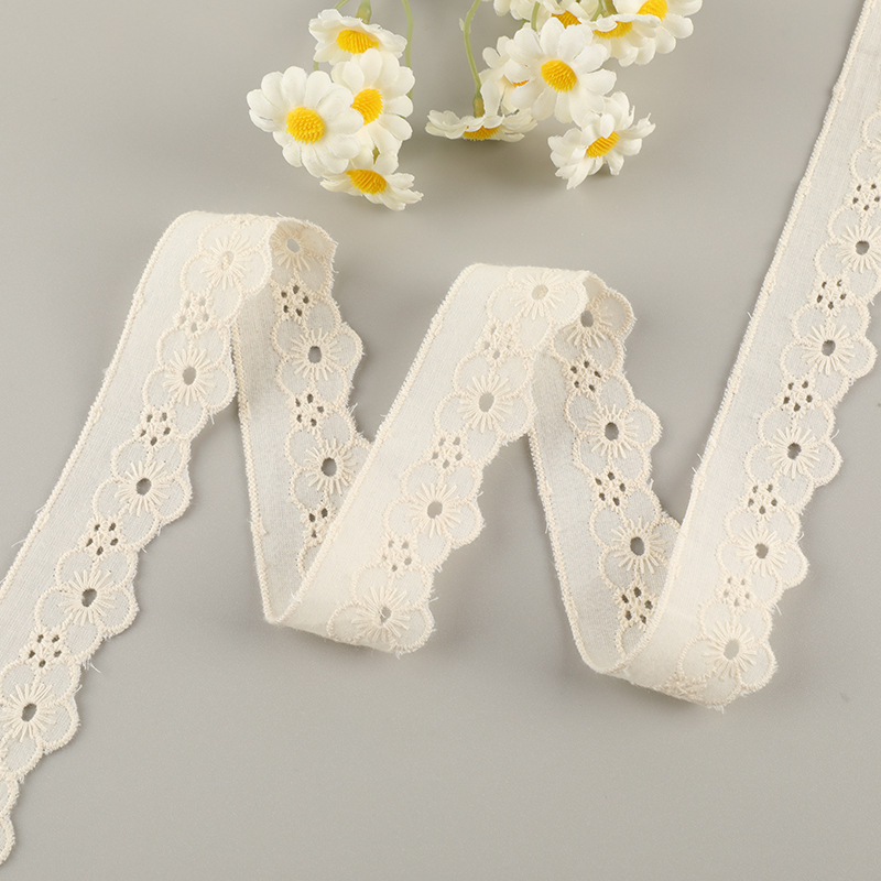 Perforated cotton lace, water-soluble embroidery cotton lace, diy handmade Lolita lace accessories in stock Specification image