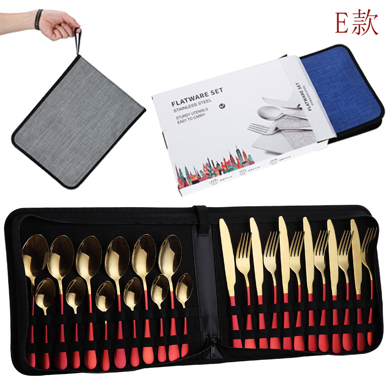 Cross-Border Amazon Hot 1010 Stainless Steel Tableware 24-Piece Tableware Steak Knife, Fork And Spoon Gift Box Specification drawing