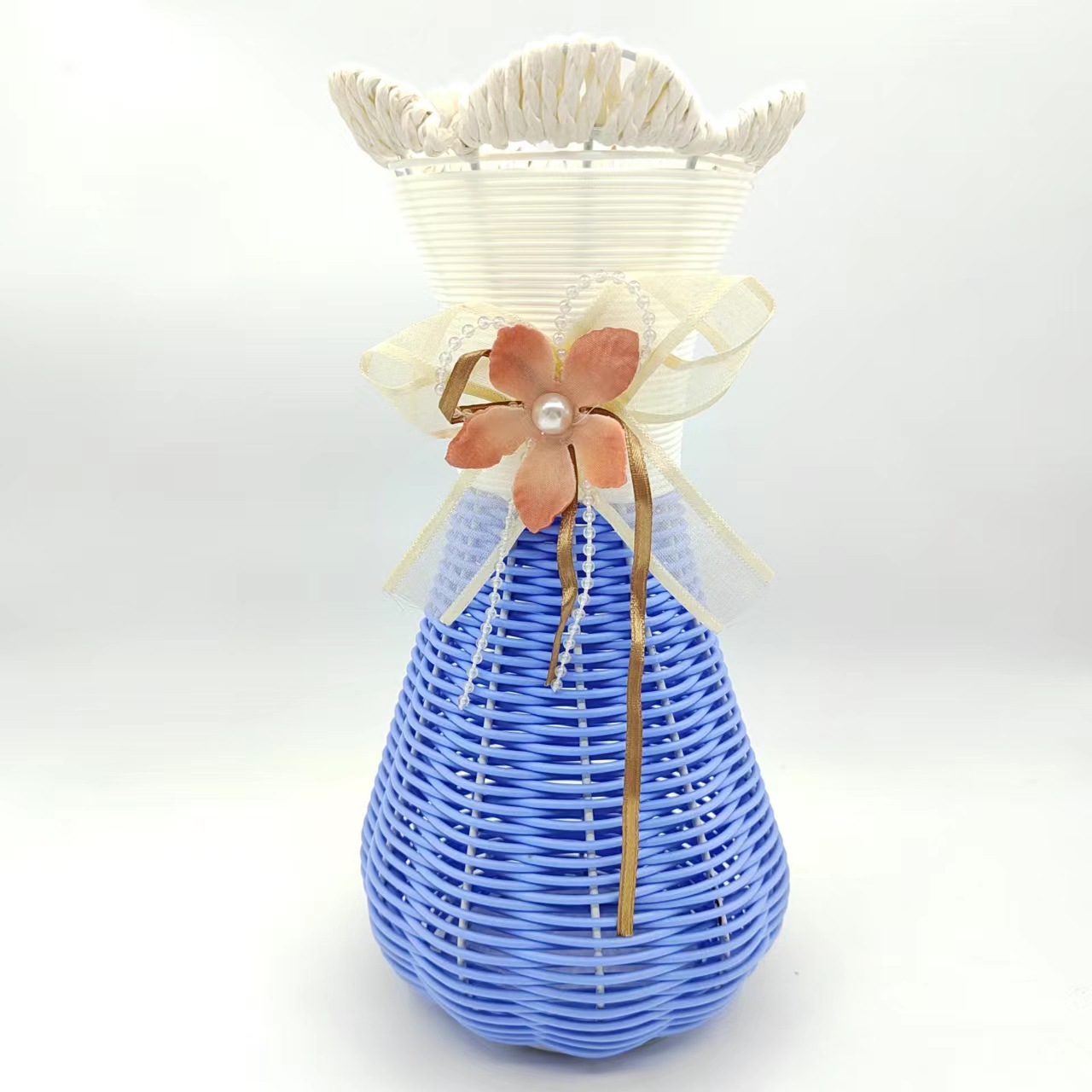 手工编织精美塑料装饰花瓶插花花器干花绢花插花花器室内装饰