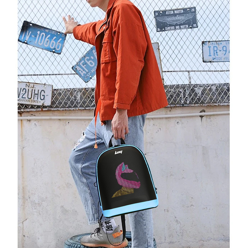 Loy Luminous Led Backpack Display Smart Schoolbag Waterproof Casual Diy Pattern Backpack For Girls full figure