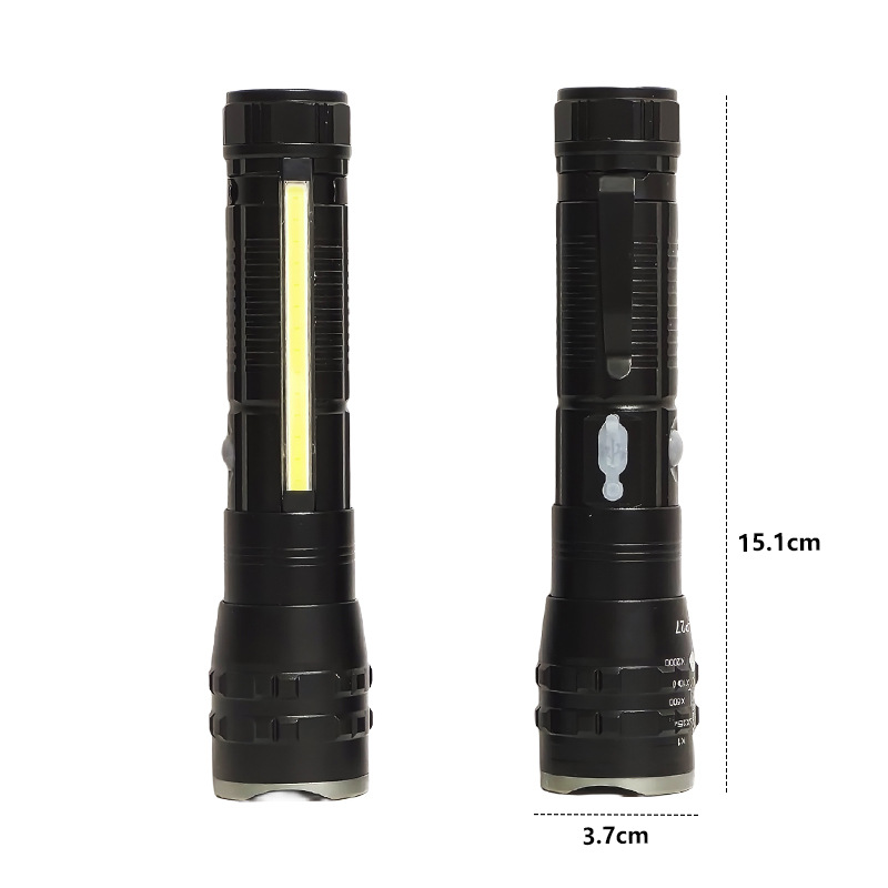 跨境白激光18650电池手电筒P50强光户外充电超亮变焦远射type-C