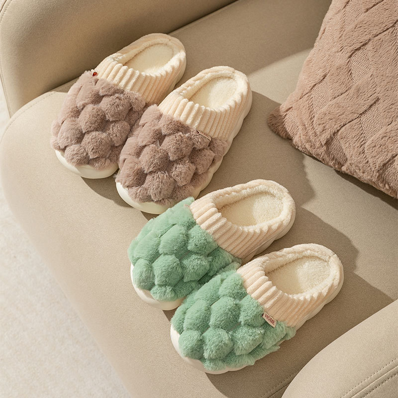Spot Cotton Slippers Female Autumn And Winter Couples Home With Indoor Warm Non-Slip Plush Home Cotton Slippers Male Specification drawing