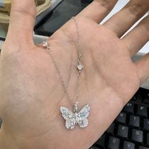The new S925 sterling silver inlaid with diamond color Zirconium dream brushed butterfly light luxury exquisite collarbone chain necklace