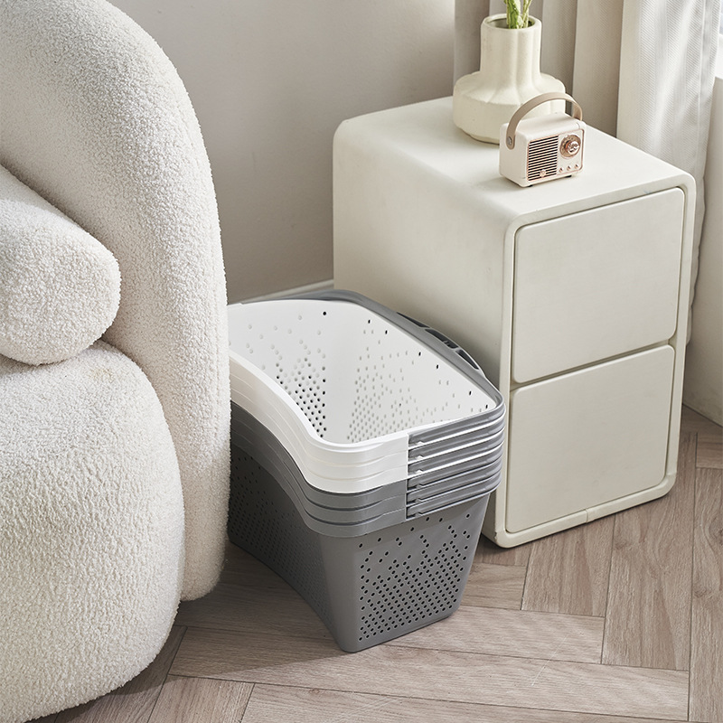 Spot wholesale supermarket shopping hand laundry basket Household bathroom laundry basket plastic hollow underwear storage basket Specification drawing