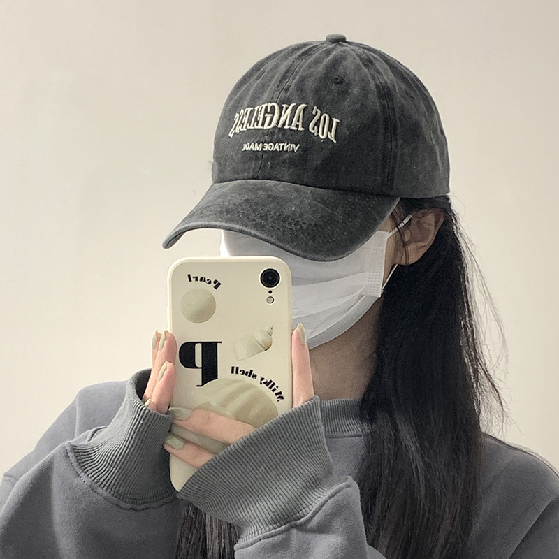 ins retro grey baseball cap for women, summer American-style washed head, trendy, versatile and face-enhancing small baseball cap Specification image
