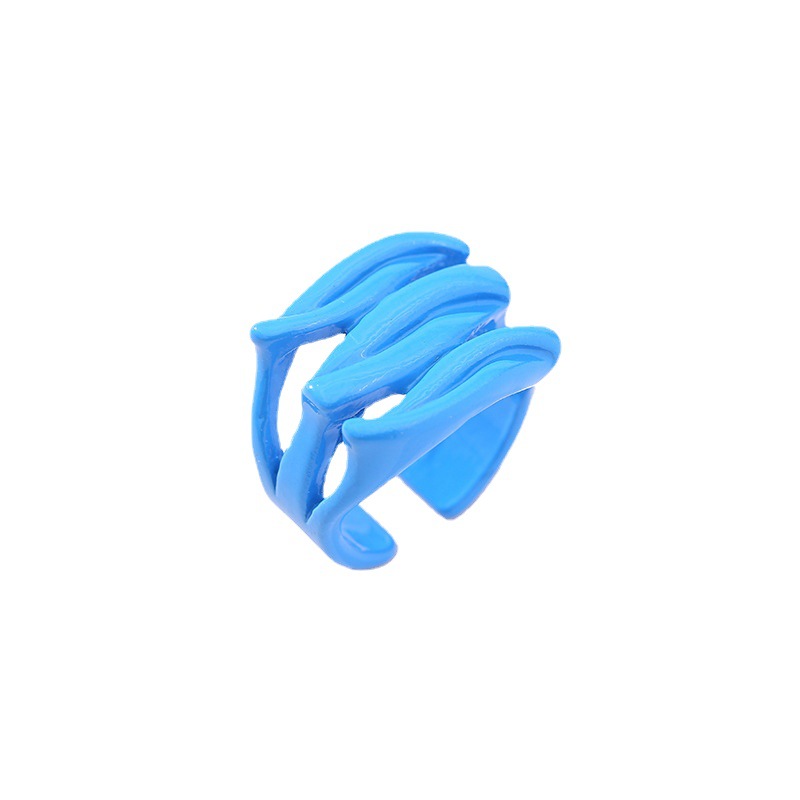 Retro alloy spray-painted ring, fashionable and niche colorful macaron index finger ring, elegant candy-colored ring accessory Item Picture