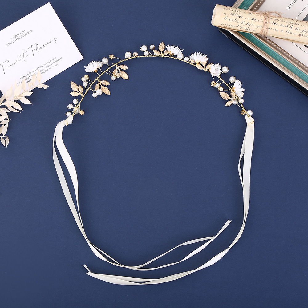 古风汉服发饰流苏发卡女孩公主气质头饰手工编织花环飘带发箍批发详情3