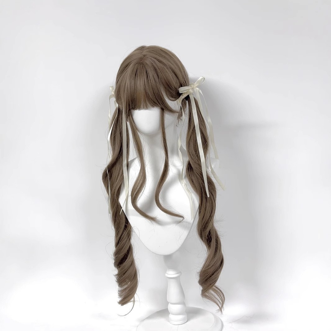 A 80cm Lolita Japanese-style jk natural honey tea linen girl's sweet cosplay long curly hair full wig Application Scenario