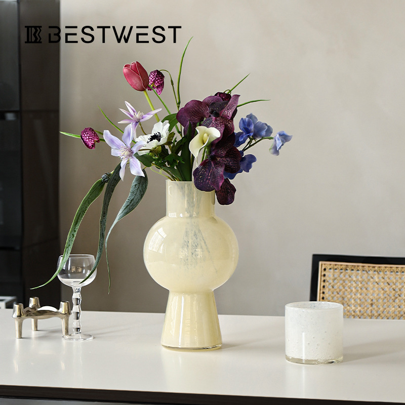 Best west vintage hydroponic tall glass Vase, a high-end home decoration with an Ins-style flower arrangement details Picture