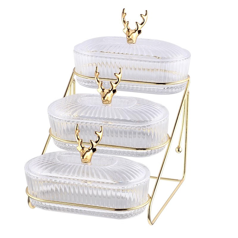 Light Luxury Fruit Tray Home Living Room Tea Table Snack Multi-Layer Snack Tray High-End Candy Tray Division Of Dried Fruit Storage Box Item Picture