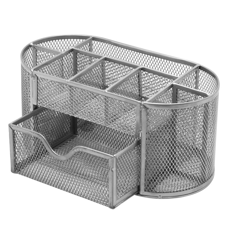Titular de la pluma metal multifunción creativo titular de la pluma al por mayor doge pen bucket cajón estilo nueve compartimentos escritorio caja de almacenamiento Item Picture