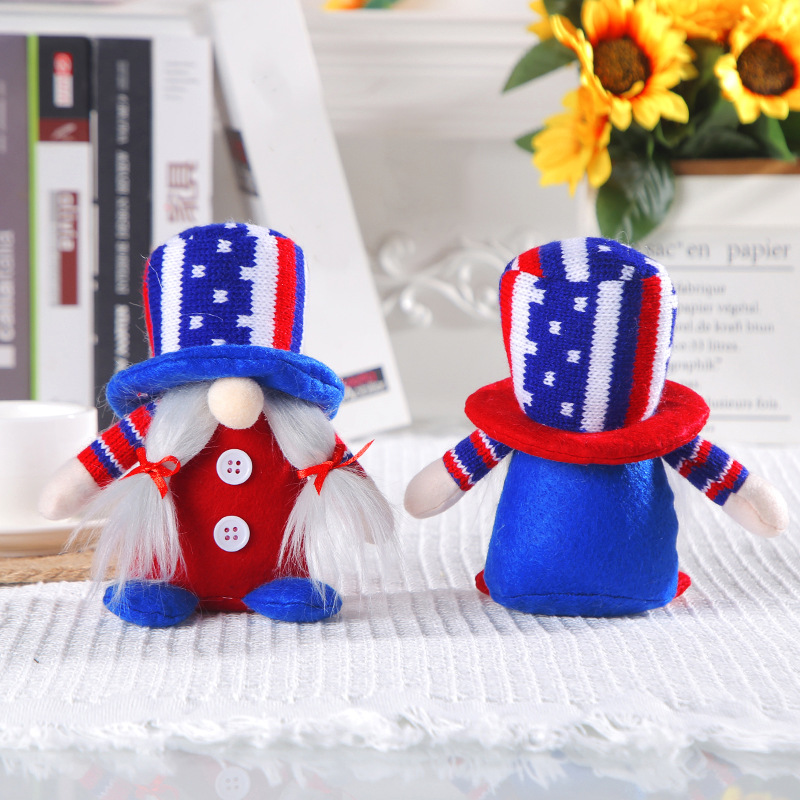 Hong Kong Love American Independence Day knitted top hat figure decoration cute dwarf faceless old man doll ornaments Specification drawing