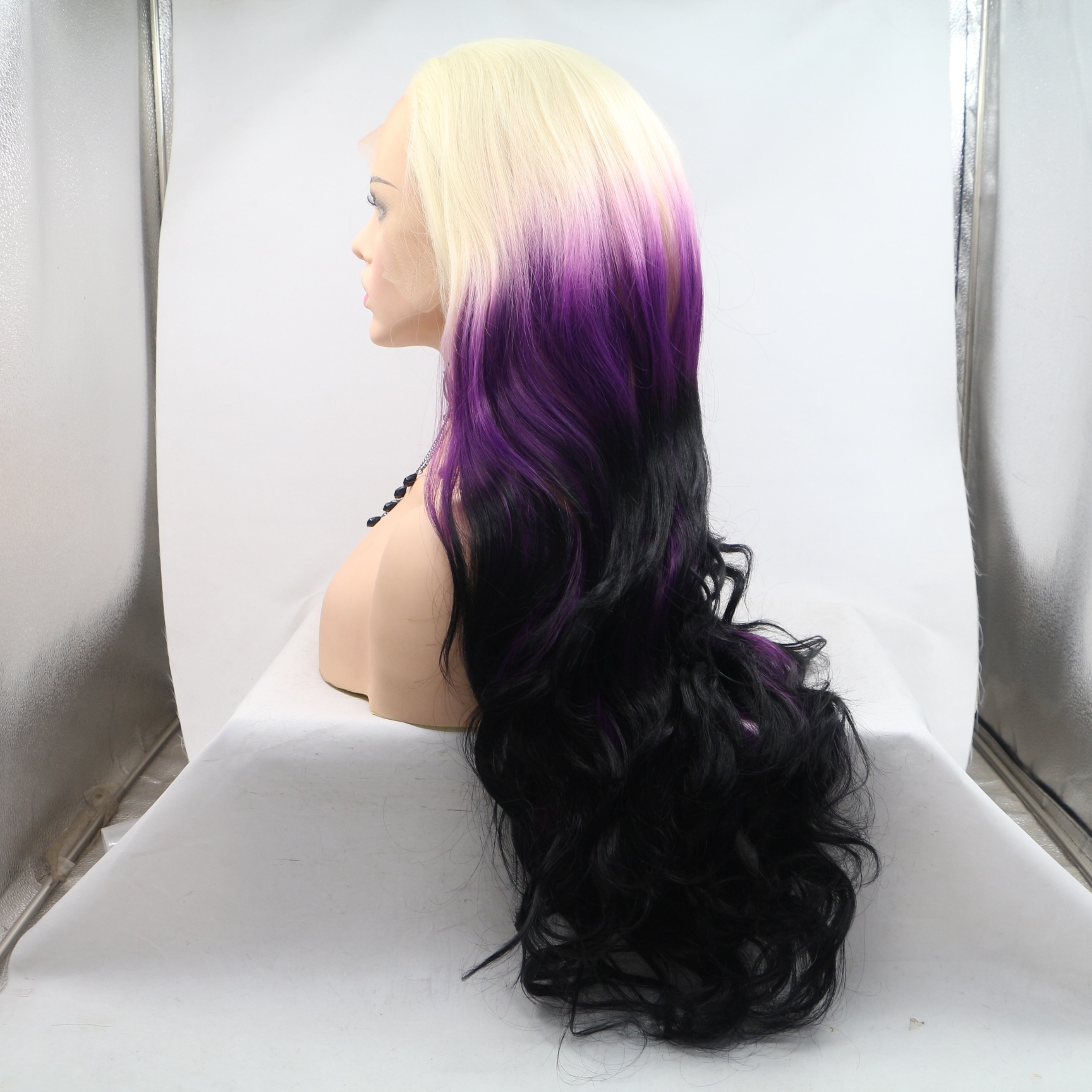 NEWLOOK European and American wig with long curly hair, a new cross-border wig with gradient colors from Lace Fashion details Picture