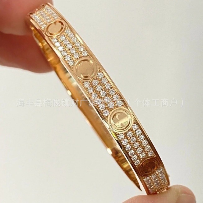 Kajia screw style four-diamond, ten-diamond, full-diamond bracelets for women, couple bracelets, wide V-gold, non-fading, factory wholesale details Picture