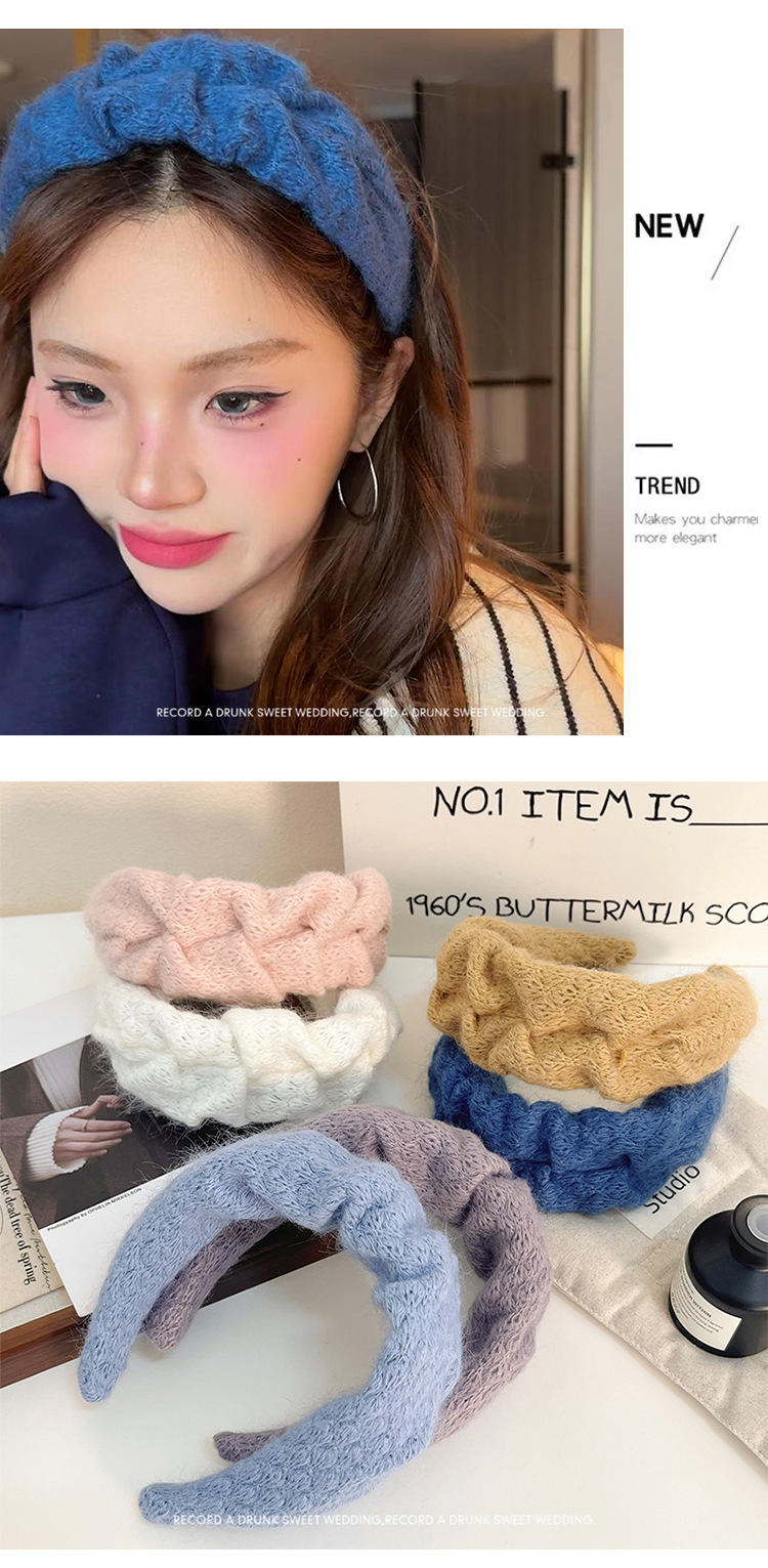 高颅顶毛线宽边发箍女款气质百搭洗脸专用发卡压发头饰高级感头箍详情3