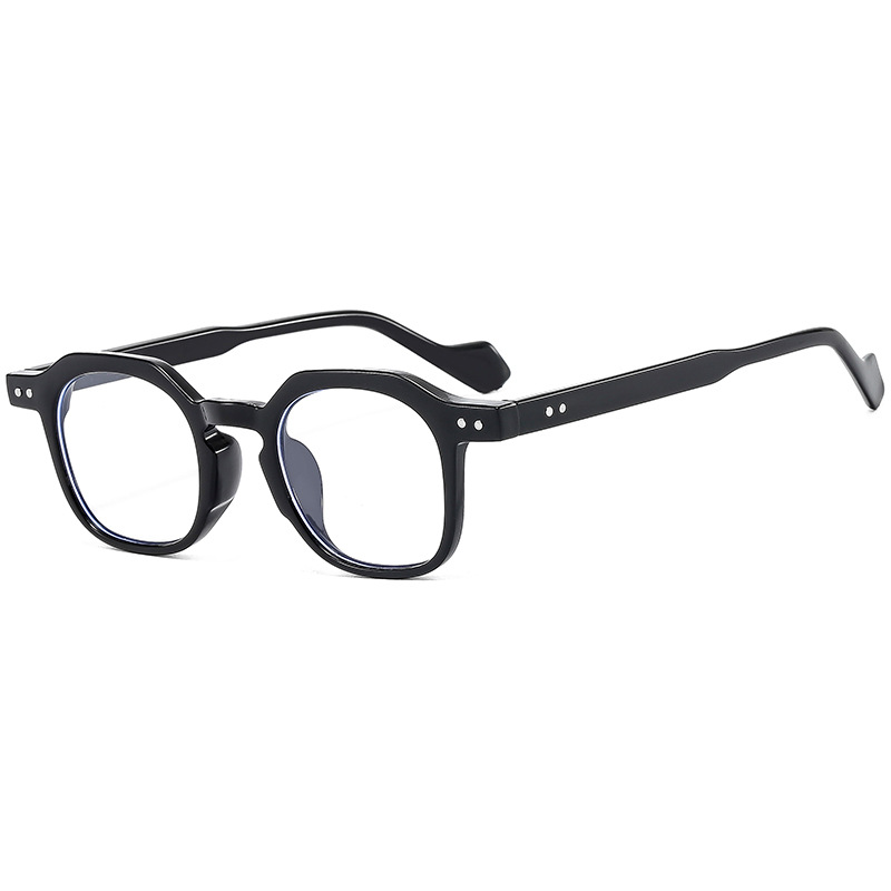 New style retro custom-made anti-blue light flat glasses with polygonal frames for men and women to modify face shapes without makeup Specification image