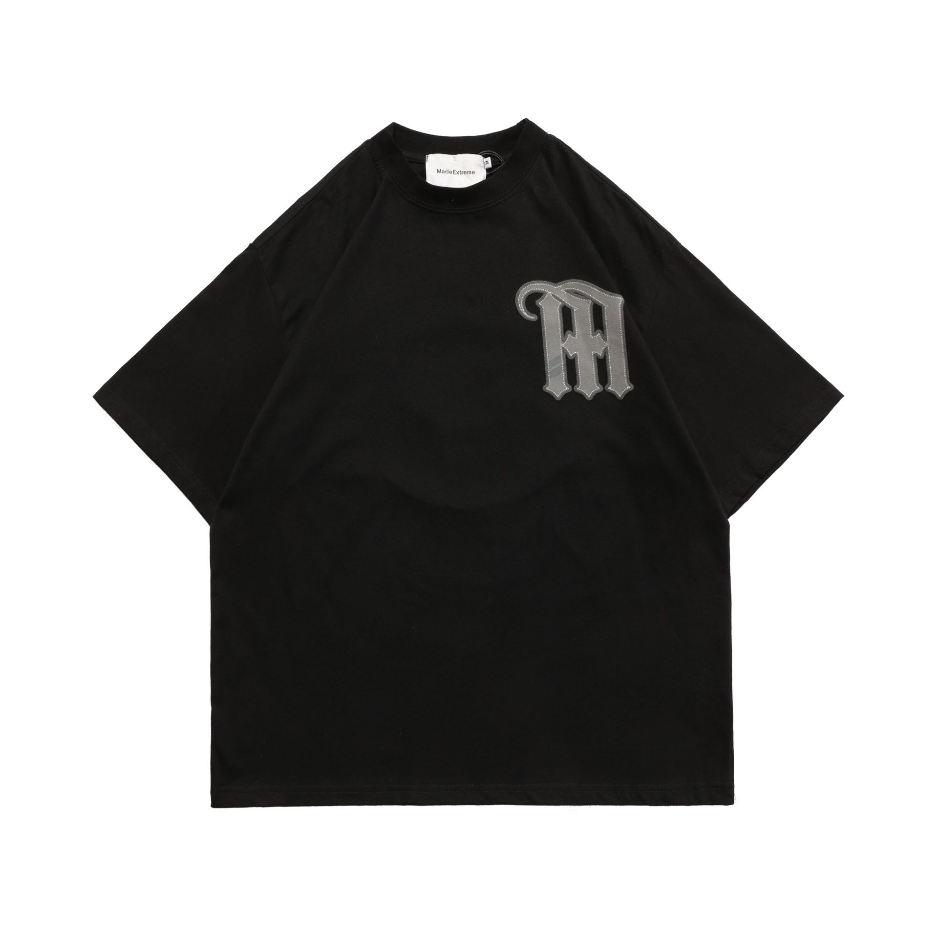 MADEEXTREME Chinese streetwear brand watermark summer short-sleeved men's Gothic letter loose round-neck base layer T-shirt Item Picture