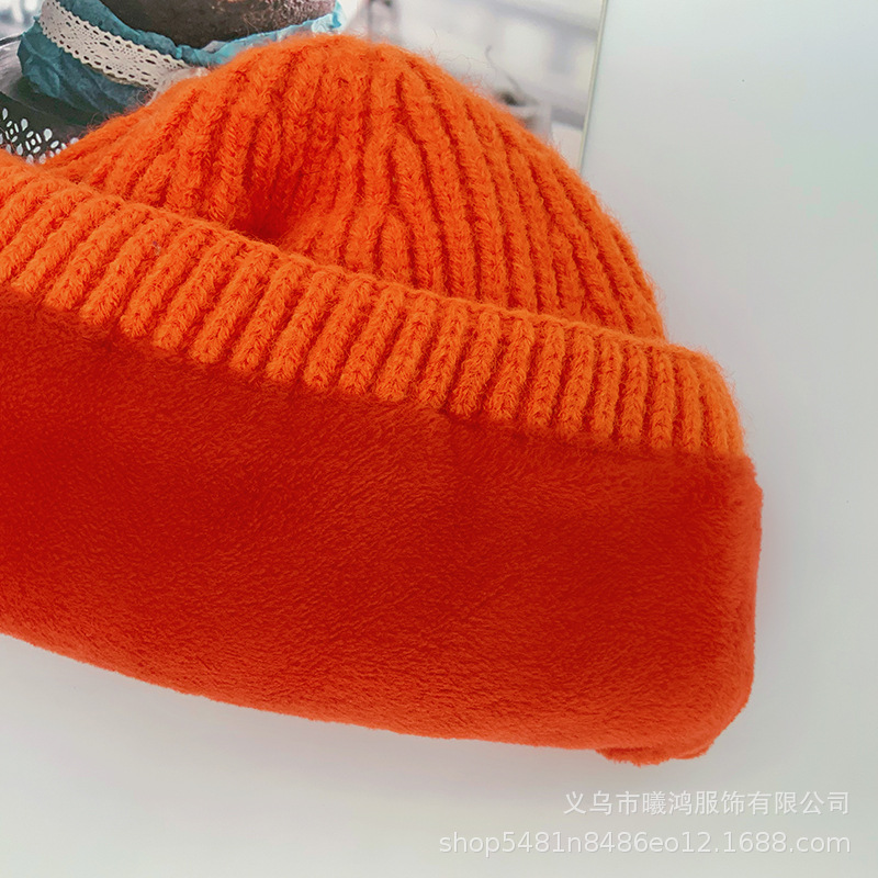 Autumn And Winter New Warm Fashion Knitted Hat Manufacturers Direct Acrylic Bear Solid Color Beanie Hat Spot Wholesale Specification drawing