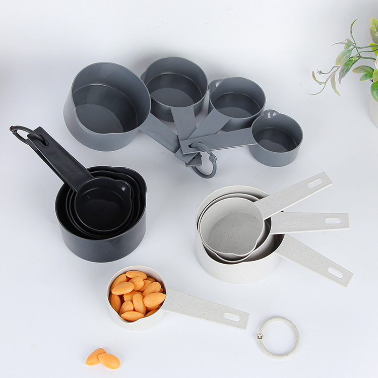 4-piece plastic measuring cup and spoon set, baking weighing tools with scale measurement, grey measuring cup and spoon set Specification image