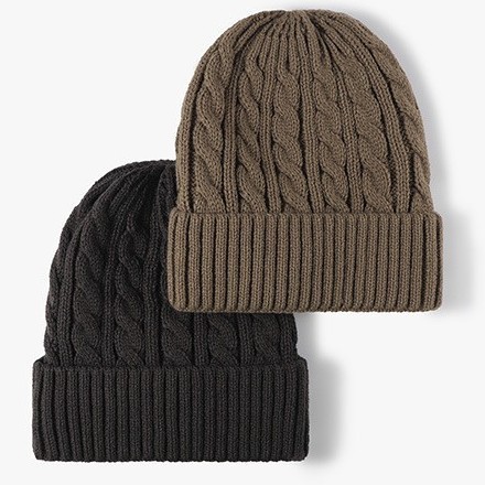 加绒无檐帽男式女式休闲无檐帽冬季针织帽柔软滑雪帽中性款运动帽