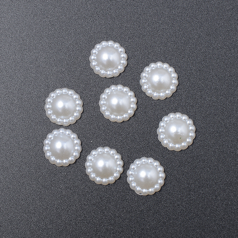 不掉色烤漆平底仿珍珠 diy饰品配件异形仿珍珠太阳花半圆形发饰详情8