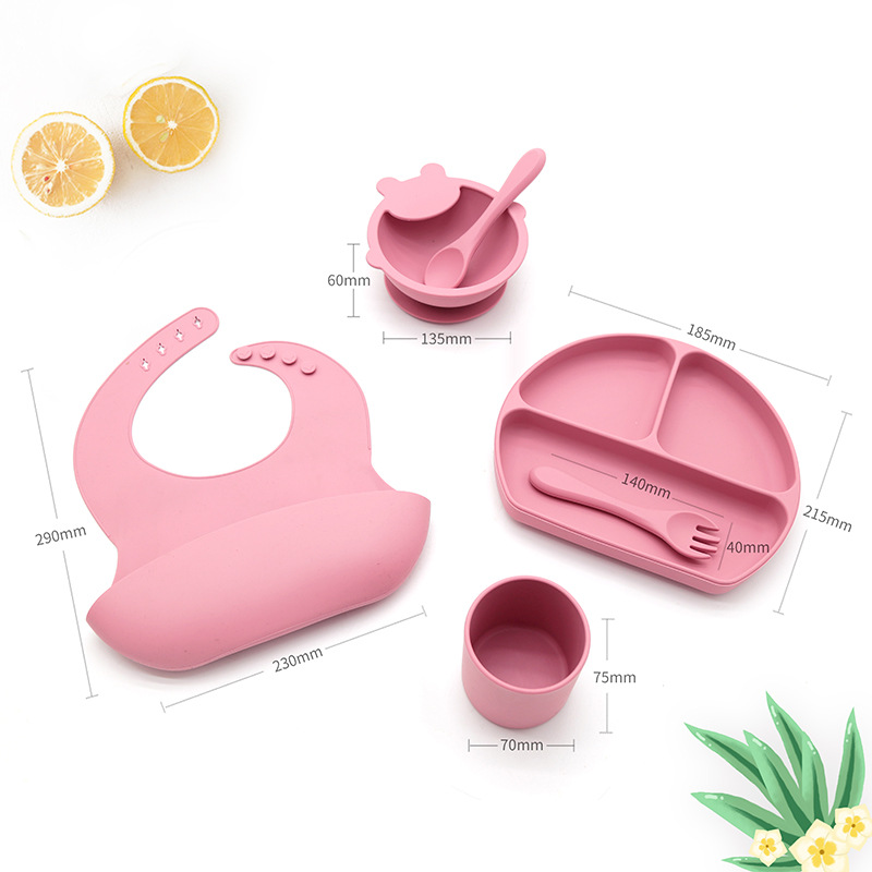 源头厂家宝宝婴童用品硅胶餐具萌系餐盘套装硅胶餐具硅胶餐盘碗