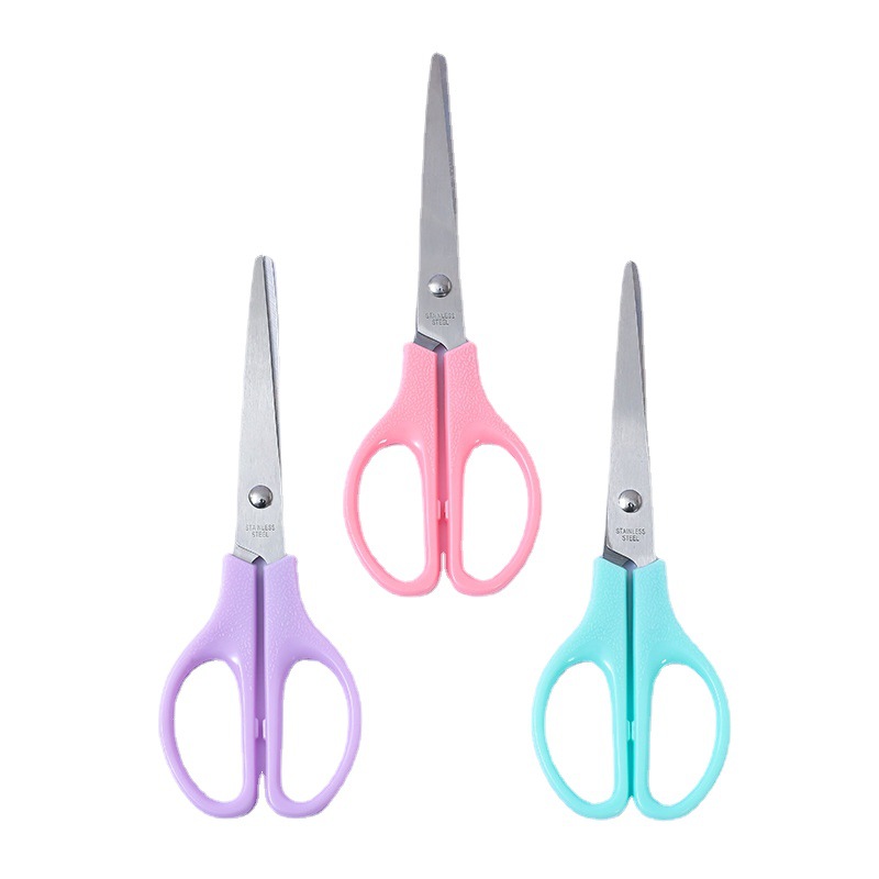 Cross border direct supply color office stationery scissors students 170mm handmade scissors wholesale artist safety round head scissors Item Picture