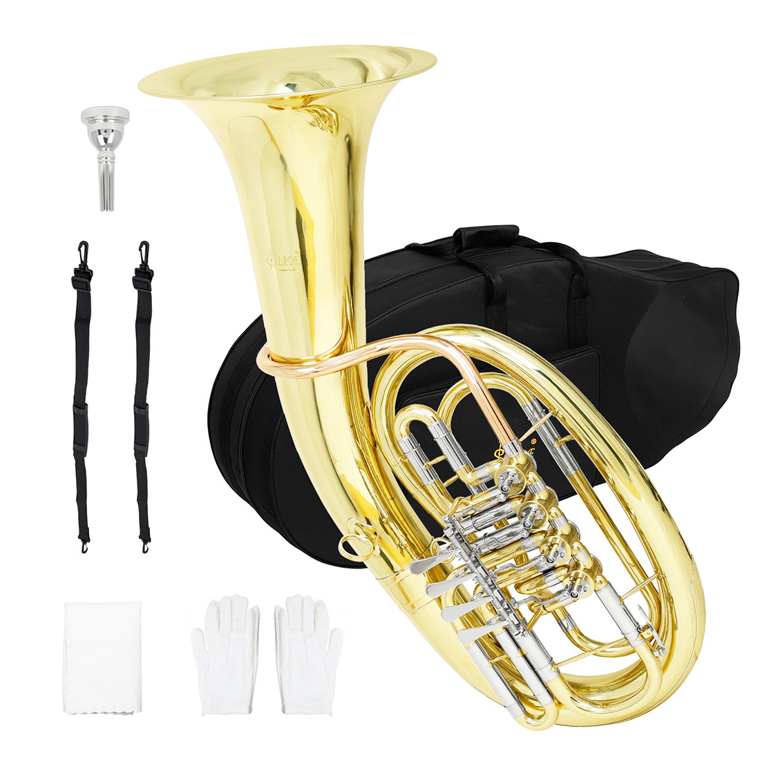 Wholesale of SLADE phosphor bronze four-key flat keyboard bass horn, school band horn, brass instruments, 4-key flat keyboard horn, large holding horn
