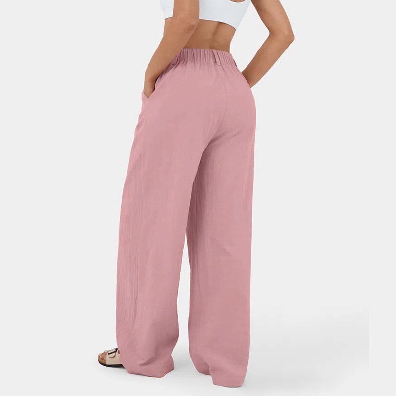 2023 Amazon Europe and America Cross-border Women's Trousers, Pure cotton women's high-waisted wide-leg trousers, casual loose trousers Application Scenario