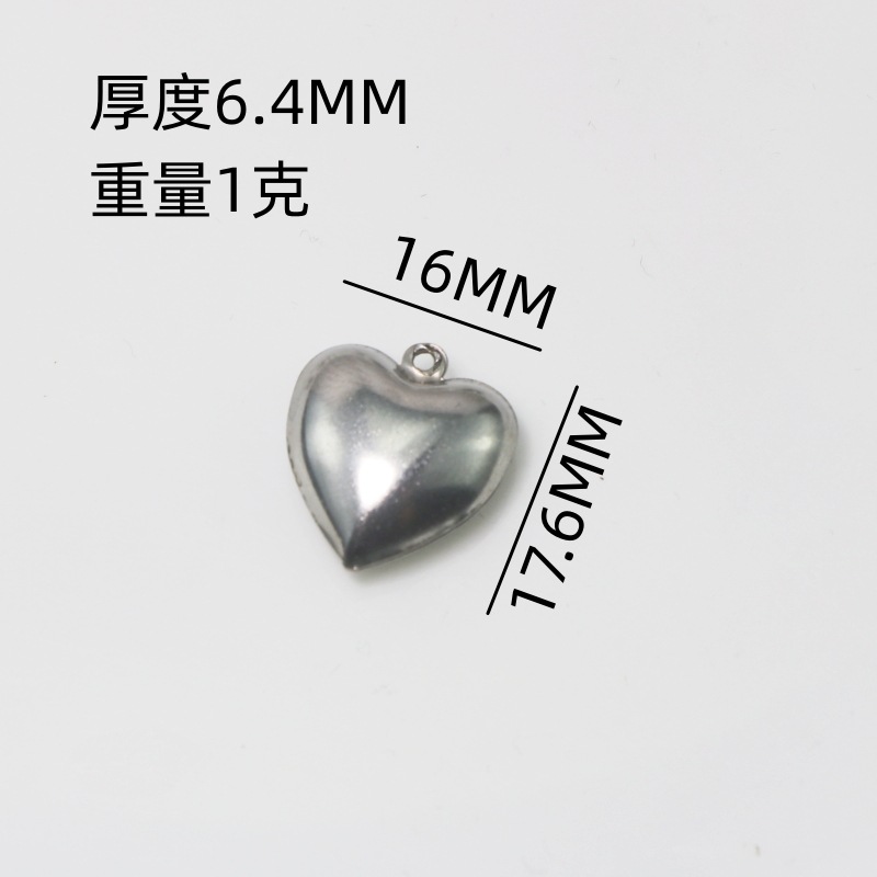Stainless steel hollow heart-shaped small pendant, heart-shaped welded hollow heart-shaped pendant, diy jewelry accessory, oil polishing Specification image
