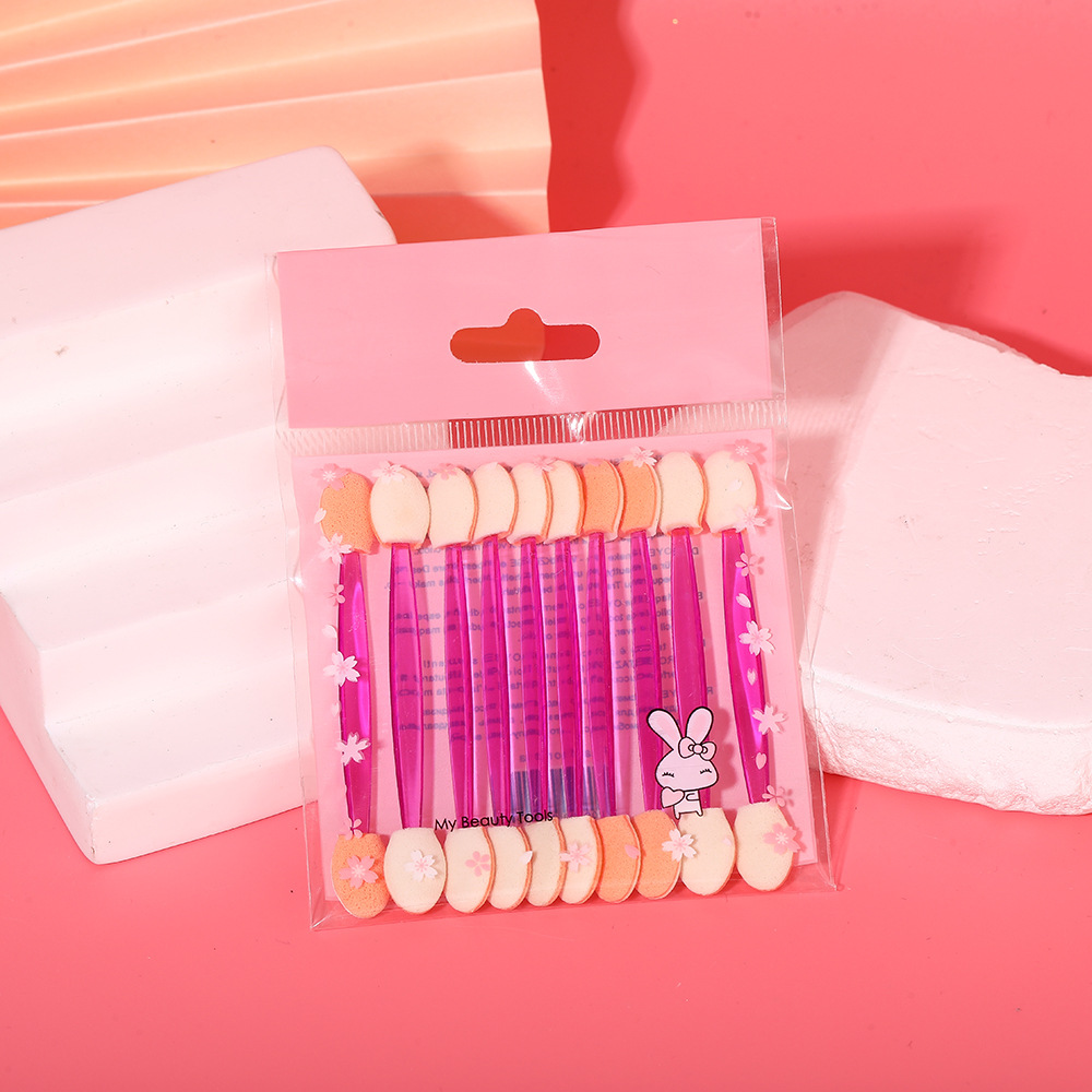 Hot-selling double-headed sponge eyeshadow stick, disposable mini portable eyeshadow brush, eye makeup brush pic 12