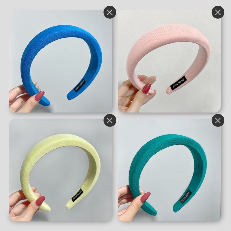 A new wide-brimmed French colorful headband and hair accessory for summer, featuring a high top of the head and candy-colored sponge hair clip Specification image