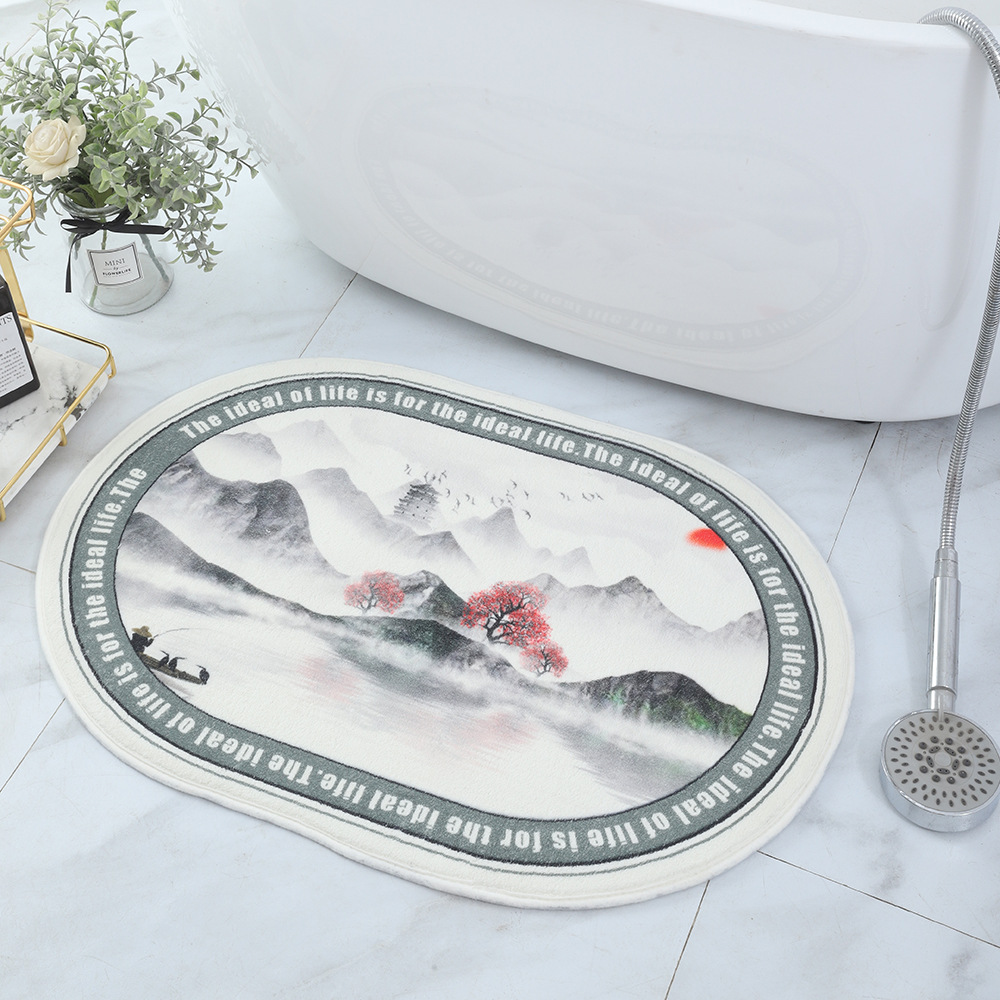 Carpet, Japanese-style landscape bathroom water-absorbing floor mat, washable and freely cut, staircase mat, bay window, bedroom bedside blanket Specification image