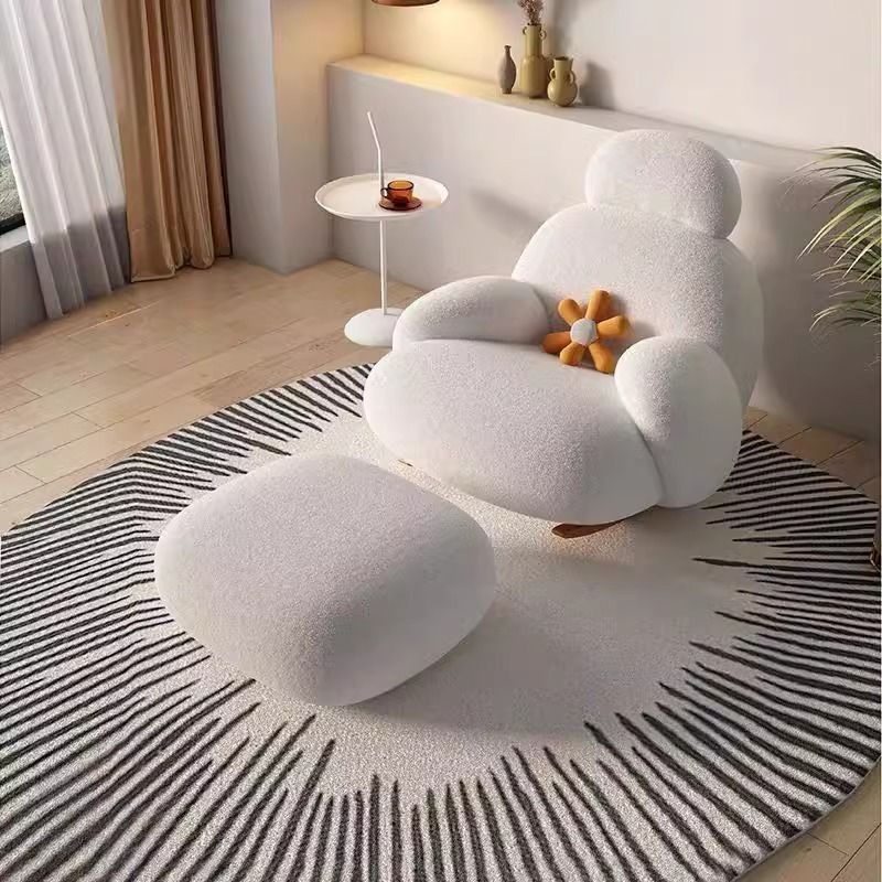 Big white lazy sofa, popular rocking chair, simple balcony single rocking chair, living room lazy chair, simple leisure chair details Picture