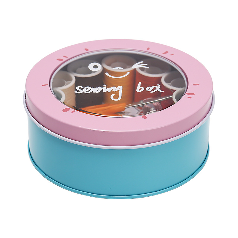 Small cute home sewing box iron art Nordic style round box sewing kit sewing tools sewing kit Item Picture