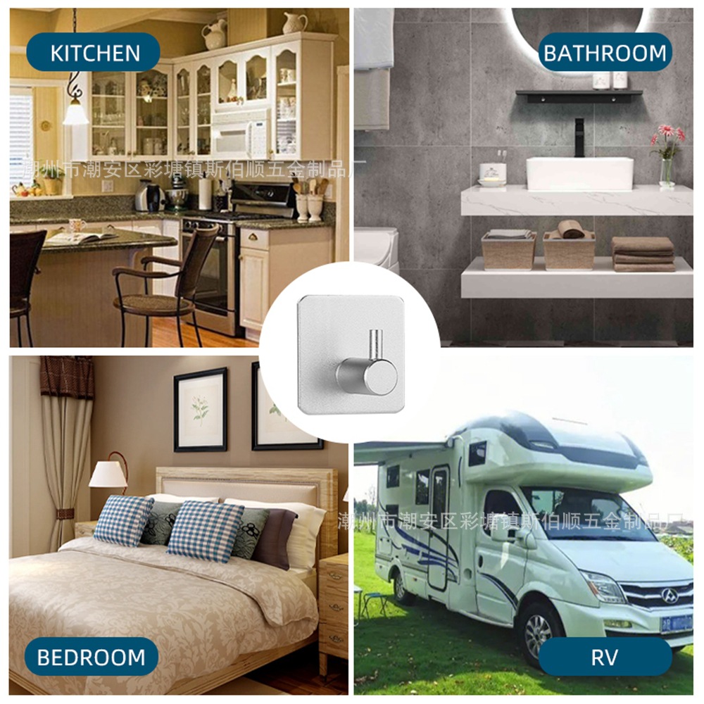 跨境太空铝免钉挂钩浴室衣钩单钩门后金属无痕挂钩厨房卫生间挂钩详情33