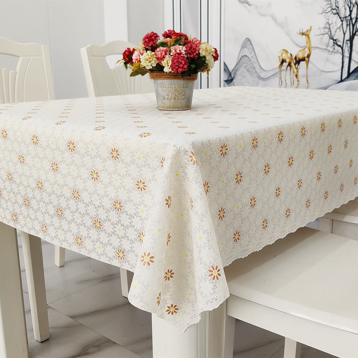 . Pvc Tablecloth Waterproof, Anti-Hot, Anti-Oil, No-Wash Table Mat Rectangular Plastic Glue Coffee Table Mat Living Room Table Cloth Home
