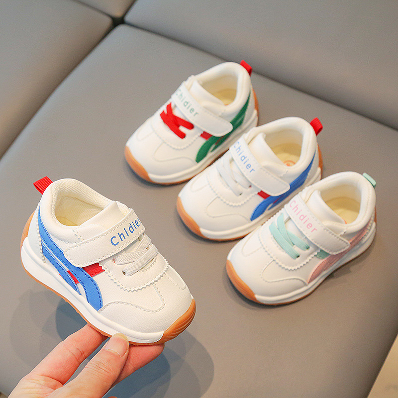 小溜宝babyshoe宝宝鞋厂家童鞋批发1-2-3岁宝宝春秋学步鞋防滑软底运动鞋男女童防水皮小白鞋