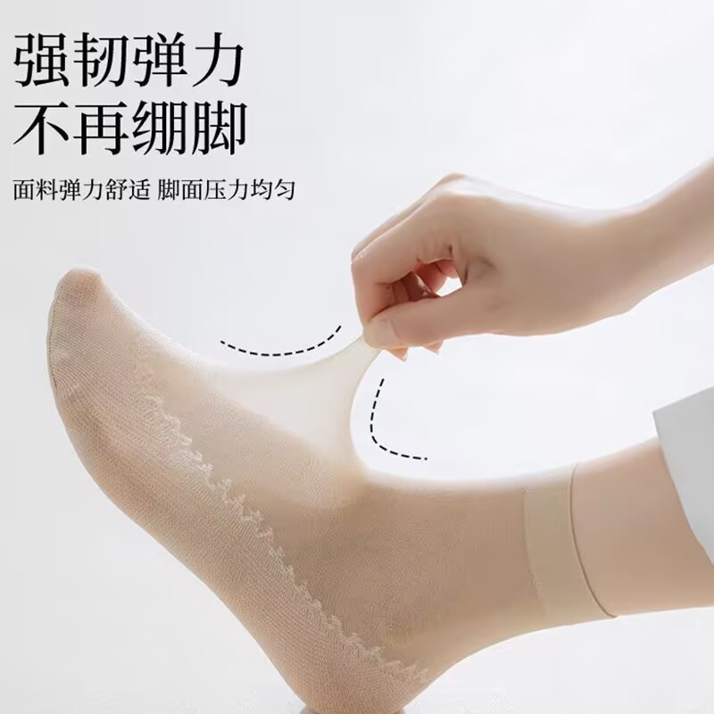 袜子地摊一件代发棉底天鹅绒女短丝袜中筒袜棉吸汗防滑底防勾丝春秋肉肤色按摩袜一件代发详情8